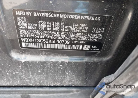 2019 BMW X1 xDrive28I z USA, uszkodzony, nr VIN WBXHT3C52K5L90739